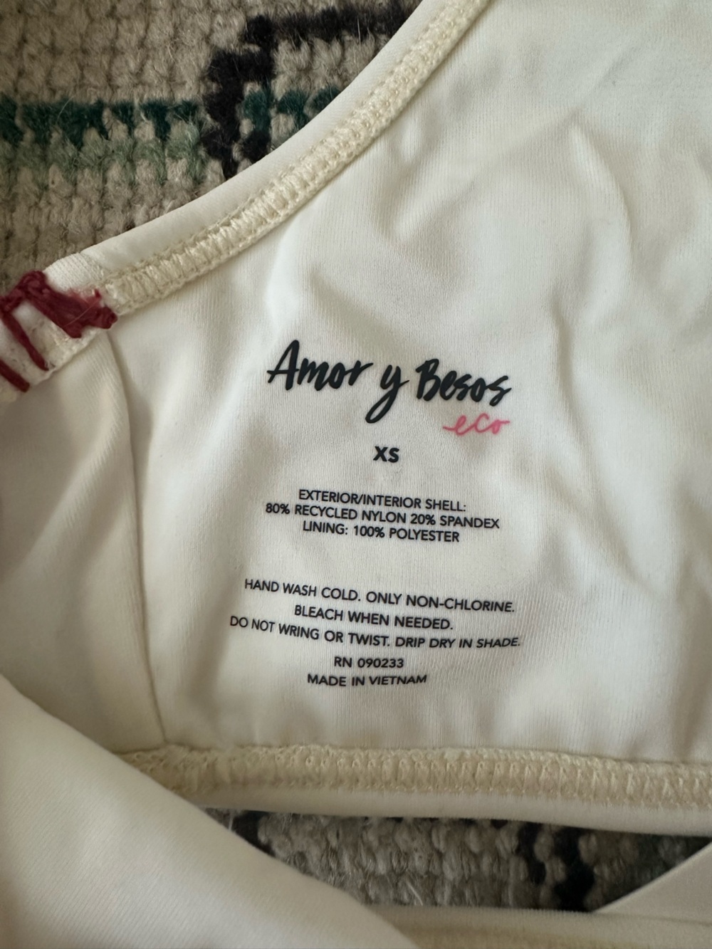 NWT PacSun Amor y Besos Off White Bikini Set with Skirt and Red Stitching - Picture 7 of 7